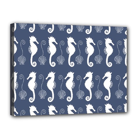 Seahorse Shell Pattern Canvas 16  X 12  (stretched) by Vaneshart