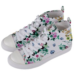 Leaves Green Aop Women s Mid-top Canvas Sneakers by Vaneshart