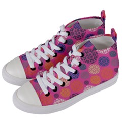 Abstract Seamless Pattern Graphic Pink Women s Mid-top Canvas Sneakers by Vaneshart