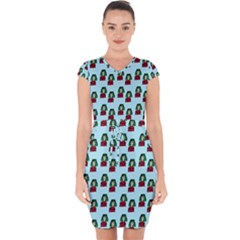 Girl With Green Hair Pattern Capsleeve Drawstring Dress  by snowwhitegirl