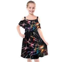 Lights Star Sky Graphic Night Kids  Cut Out Shoulders Chiffon Dress by HermanTelo