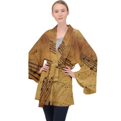 Background Music Long Sleeve Velvet Kimono  by Mariart