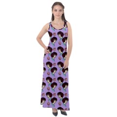 Redhead Girl Pattern Lilac Sleeveless Velour Maxi Dress by snowwhitegirl