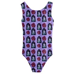 Girl Flower Pattern Lilac Kids  Cut-out Back One Piece Swimsuit by snowwhitegirl