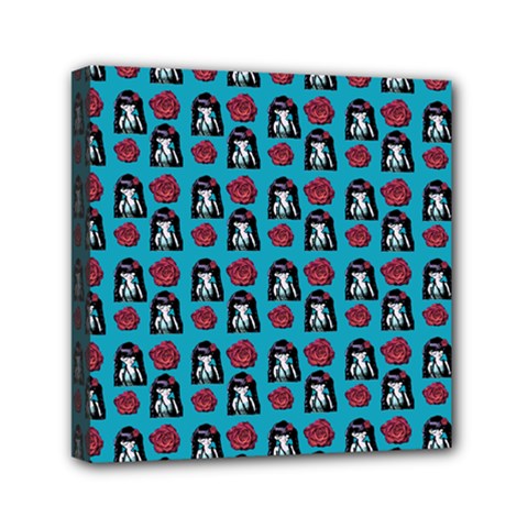 Girl Flower Pattern Blue Mini Canvas 6  X 6  (stretched) by snowwhitegirl