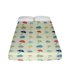 Clouds And Umbrellas Seasons Pattern Fitted Sheet (full/ Double Size) by Wegoenart