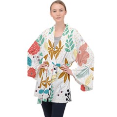 Design Nature Color Modern Long Sleeve Velvet Kimono  by Wegoenart