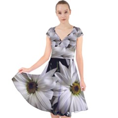 Daisies Cap Sleeve Front Wrap Midi Dress by bestdesignintheworld