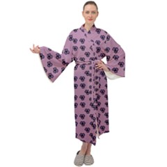 Pansies Pink Pattern Maxi Velour Kimono by snowwhitegirl