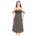 Pattern  Shoulder Tie Bardot Midi Dress View1