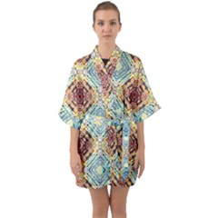 Pattern Half Sleeve Satin Kimono  by Sobalvarro