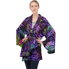 Leaves  Long Sleeve Velvet Kimono  by Sobalvarro