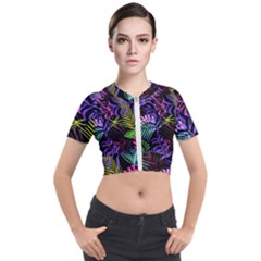 Leaves  Short Sleeve Cropped Jacket by Sobalvarro