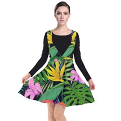 Tropical Greens Plunge Pinafore Dress by Sobalvarro