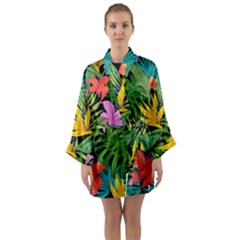 Tropical Greens Long Sleeve Satin Kimono by Sobalvarro