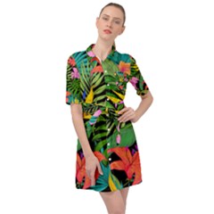Tropical Greens Belted Shirt Dress by Sobalvarro