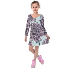 Flowers Kids  Long Sleeve Velvet Dress by Sobalvarro