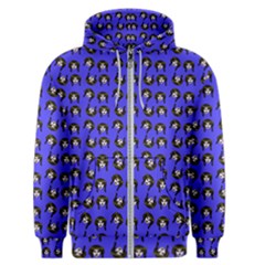 Retro Girl Daisy Chain Pattern Blue Men s Zipper Hoodie by snowwhitegirl