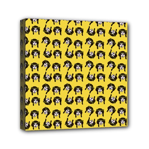 Retro Girl Daisy Chain Pattern Yellow Mini Canvas 6  X 6  (stretched) by snowwhitegirl