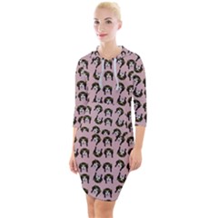 Retro Girl Daisy Chain Pattern Light Pink Quarter Sleeve Hood Bodycon Dress by snowwhitegirl