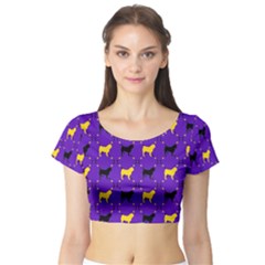 Elegant Pugs Short Sleeve Crop Top by ElegantGP