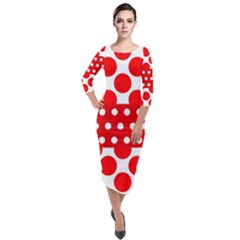 Polka Dots Two Times 9 Quarter Sleeve Midi Velour Bodycon Dress by impacteesstreetwearten