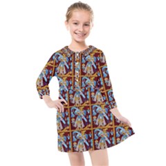 Aztec 8 Kids  Quarter Sleeve Shirt Dress by ArtworkByPatrick