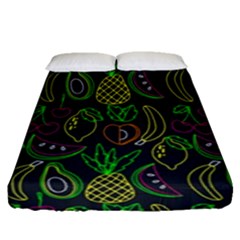 Neon Fruit Seamless Pattern Fitted Sheet (queen Size) by Vaneshart