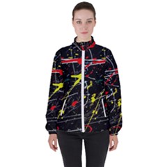 Random Paint Splats Background Women s High Neck Windbreaker by Vaneshart