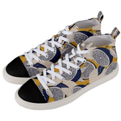 Blue And Ochre Men s Mid-top Canvas Sneakers by Vaneshart