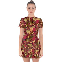 Floral Pattern Design Drop Hem Mini Chiffon Dress by Vaneshart