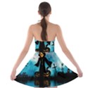 Funny Halloween Design With Skeleton, Pumpkin And Owl Strapless Bra Top Dress View2