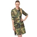 Curve Shape Seamless Camouflage Pattern Long Sleeve Mini Shirt Dress View1