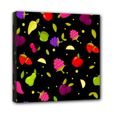 Vector Seamless Summer Fruits Pattern Colorful Cartoon Background Mini Canvas 8  X 8  (stretched) by Vaneshart