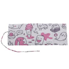 Set Kawaii Doodles Roll Up Canvas Pencil Holder (s) by Vaneshart