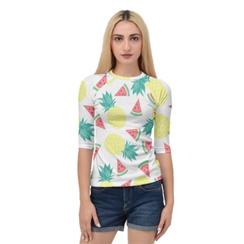 Vector Seamless Pattern With Pineapples Quarter Sleeve Raglan Tee by Vaneshart