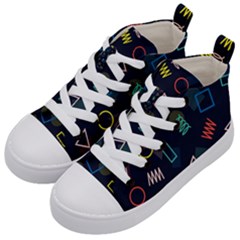 Memphis Seamless Patterns Abstract Jumble Textures Kids  Mid-top Canvas Sneakers by Vaneshart