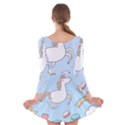 Unicorn Seamless Pattern Background Vector Long Sleeve Velvet Skater Dress View2