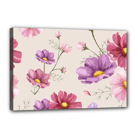 Vector Hand Drawn Cosmos Flower Pattern Canvas 18  X 12  (stretched) by Sobalvarro