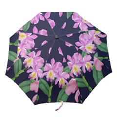 Vector Hand Drawn Orchid Flower Pattern Folding Umbrellas by Sobalvarro