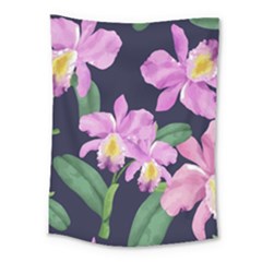 Vector Hand Drawn Orchid Flower Pattern Medium Tapestry by Sobalvarro