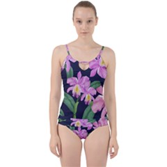 Vector Hand Drawn Orchid Flower Pattern Cut Out Top Tankini Set by Sobalvarro