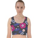 Vector Seamless Flower And Leaves Pattern Velvet Racer Back Crop Top View1