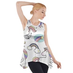 Cute Unicorns With Magical Elements Vector Side Drop Tank Tunic by Sobalvarro