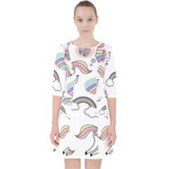 Cute Unicorns With Magical Elements Vector Pocket Dress by Sobalvarro