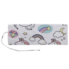 Cute Unicorns With Magical Elements Vector Roll Up Canvas Pencil Holder (m) by Sobalvarro