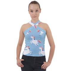 Unicorn Seamless Pattern Background Vector (2) Cross Neck Velour Top by Sobalvarro