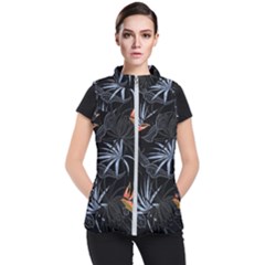 Exotic Flower Leaves Seamless Pattern Women s Puffer Vest by Vaneshart