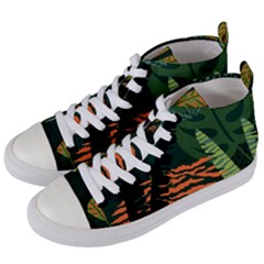 Abstract Seamless Pattern With Tropical Leaves Women s Mid-top Canvas Sneakers by Vaneshart