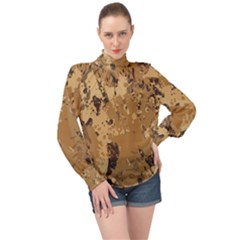 Abstract Grunge Camouflage Background High Neck Long Sleeve Chiffon Top by Vaneshart